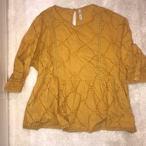 Yellow peplum top size large